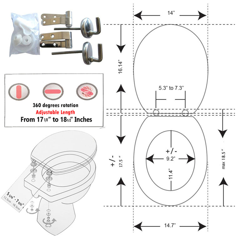 Toilet seat 16.5 clearance inches